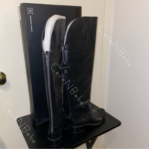 ❤️Leather Over the Knee Back Zip Boots — INC International Concepts —US 7 —Black - Picture 2 of 14